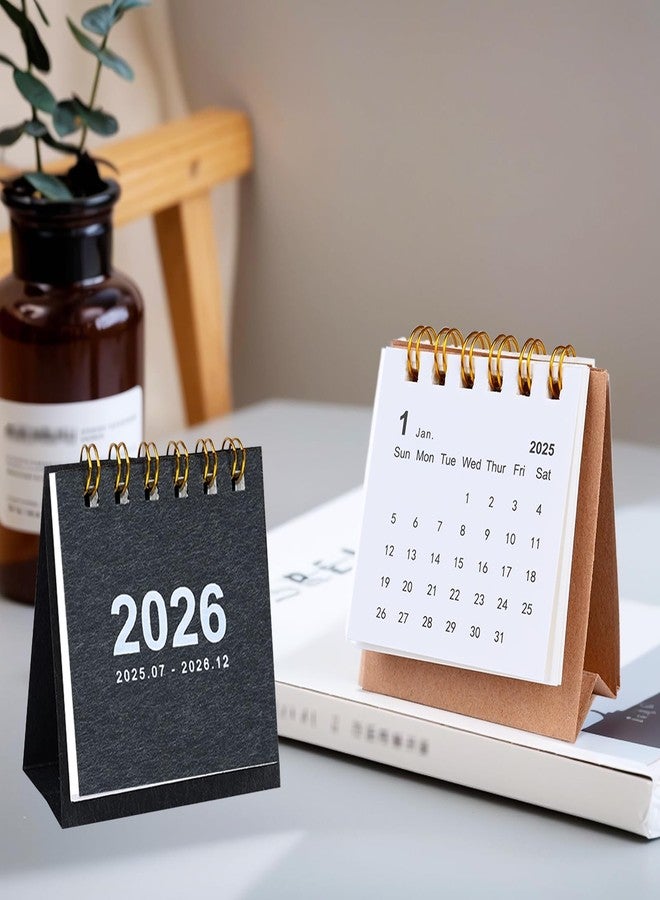 Vukasi 2Packs Mini Desk Calendar 2025-2026, Small Standing Flip Desk Calendar 2026, July 2025 until Dec 2026 Monthly Desktop Calendar for Daily Schedule School Office Supplies - Image 3